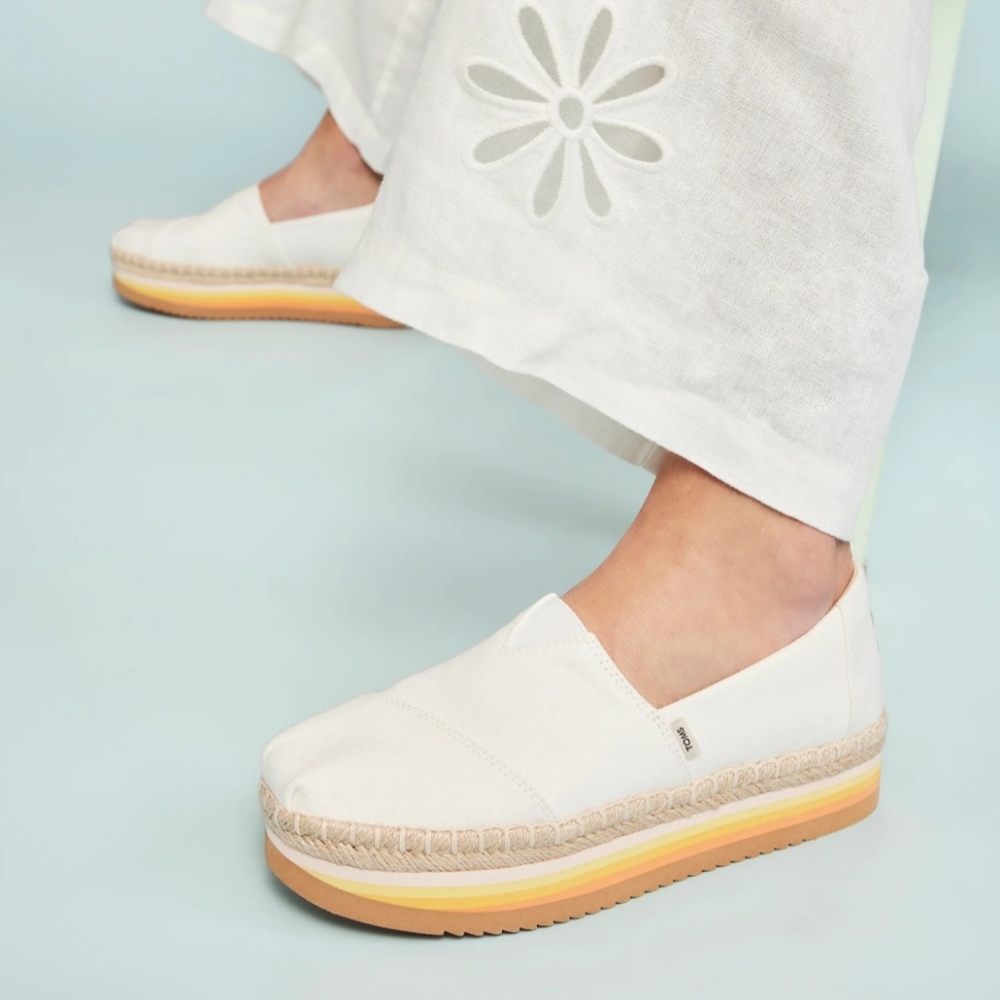 Toms White Espadrille Platform Shoes — reposhing because they’re too big.